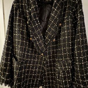 NWOT SHEIN Women's Oversized Black Tweed Jacket
